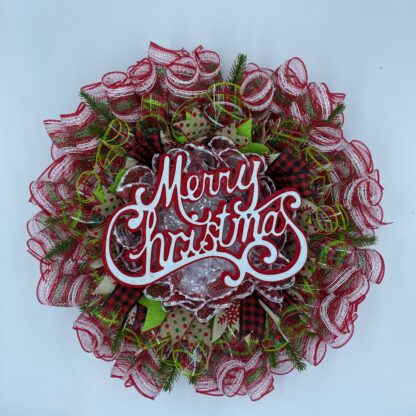 Merry Christmas Red & Green Wreath