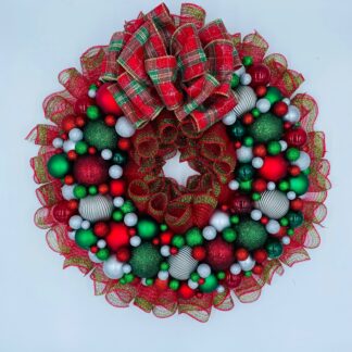 Christmas Ornament Wreath Red/Green/Silver