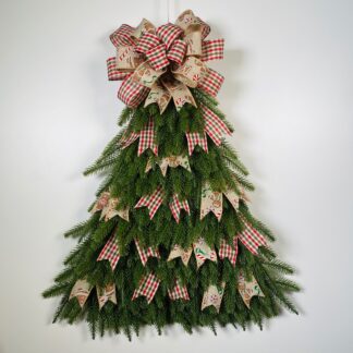 Christmas Tree Wreath Evergreen & Ribbons