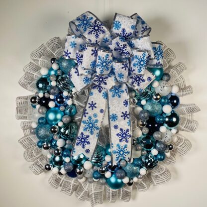 Ornament Wreath Blue/White/Silver