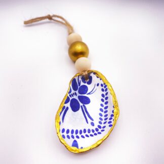 Blue & White Flower Shell Ornament