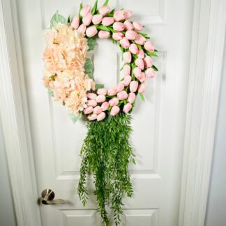 Blush Pink Hydrangea & Tulip Wreath 21 inches