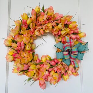 Peach/Yellow Tulip Wreath - 20in