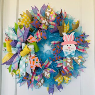 Easter Blue Mesh & Ribbon Wreath - 24inches