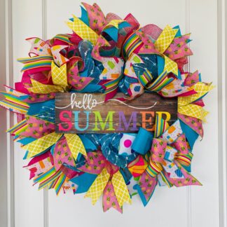 Hello Summer Ribbon & Mesh Wreath - 25”