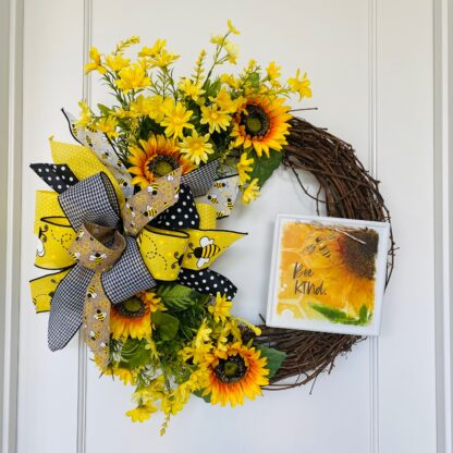 Sunflower Be Kind Grapevine Wreath - 22”
