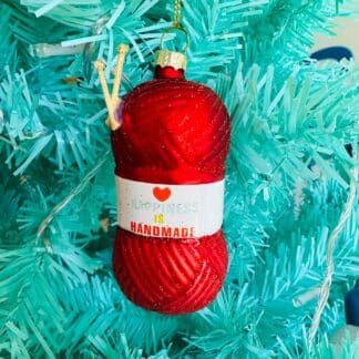 Happiness Is Homeade Knitting Glass Ornament