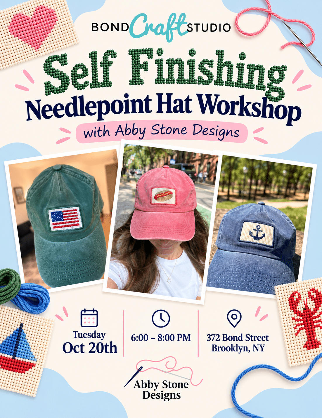 Self Finishing Needlepoint Hat Workshop- Adults - Oct 20th
